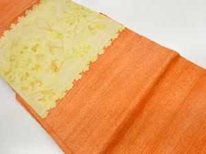 塩瀬変わり横段に花唐草模様名古屋帯